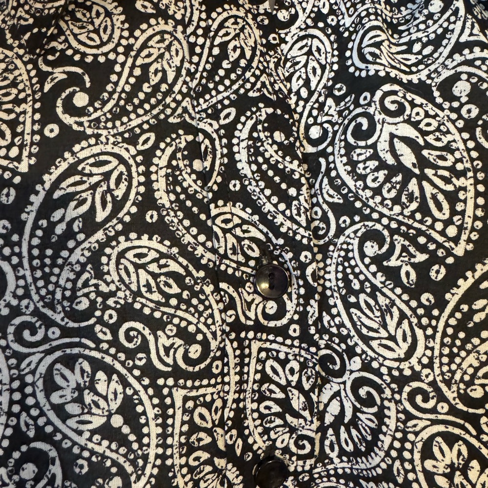 Coldwater Creek NO IRON Black/White Paisley Button Down Shirt PLUS: 3X #9 - Picture 6 of 8